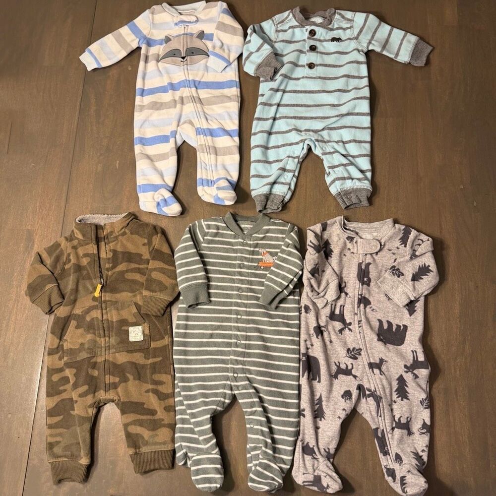 Carters 3 Months Boys Long Sleeve Fleece Sleepers